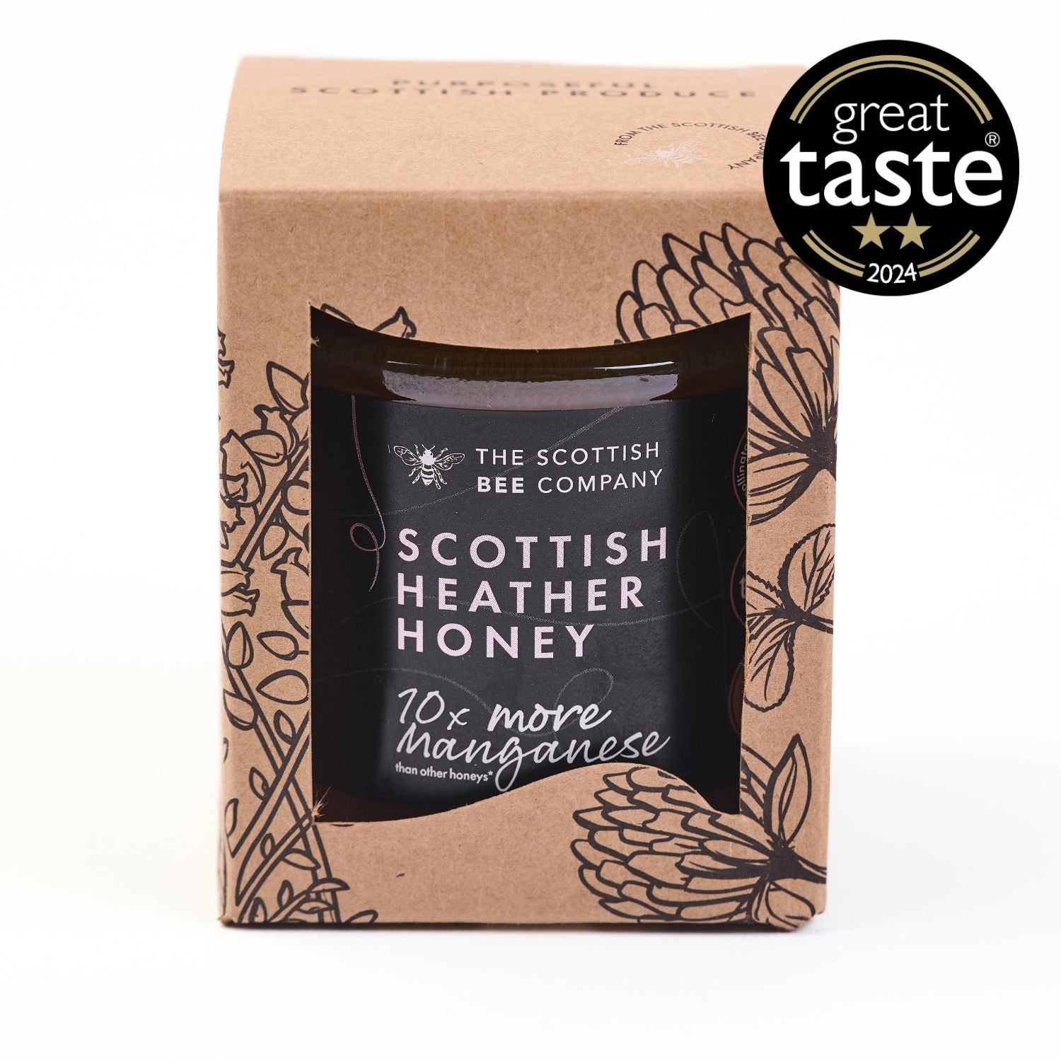 Scottish Heather Honey packaging with &