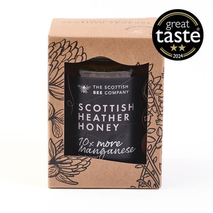 Scottish Heather Honey packaging with &